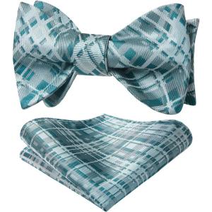 imageBow Ties for Men Check Plaid Self Tie Bow Tie and Pocket Square Bowtie Formal Tuxedo Wedding Bowties Handkerchief SetD05dark Green
