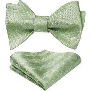 imageBow Ties for Men Check Plaid Self Tie Bow Tie and Pocket Square Bowtie Formal Tuxedo Wedding Bowties Handkerchief SetD06sage Green