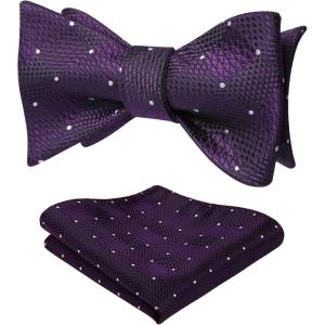imageBow Ties for Men Check Plaid Self Tie Bow Tie and Pocket Square Bowtie Formal Tuxedo Wedding Bowties Handkerchief SetF01 Dark Purple