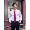 imageHISDERN Mens Solid Color Ties Formal Satin Necktie and Pocket Square Set Classic Wedding Business Tie ampamp HandkerchiefAhot Pink