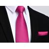 imageHISDERN Mens Solid Color Ties Formal Satin Necktie and Pocket Square Set Classic Wedding Business Tie ampamp HandkerchiefAhot Pink