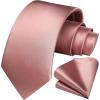 imageHISDERN Mens Solid Color Ties Formal Satin Necktie and Pocket Square Set Classic Wedding Business Tie ampamp HandkerchiefCblush Pink