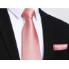 imageHISDERN Mens Solid Color Ties Formal Satin Necktie and Pocket Square Set Classic Wedding Business Tie ampamp HandkerchiefCpink