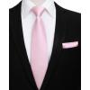 imageHISDERN Mens Solid Color Ties Formal Satin Necktie and Pocket Square Set Classic Wedding Business Tie ampamp HandkerchiefCpink2