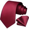 imageHISDERN Mens Solid Color Ties Formal Satin Necktie and Pocket Square Set Classic Wedding Business Tie ampamp HandkerchiefDburgundy
