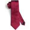 imageHISDERN Mens Solid Color Ties Formal Satin Necktie and Pocket Square Set Classic Wedding Business Tie ampamp HandkerchiefDburgundy