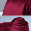 imageHISDERN Mens Solid Color Ties Formal Satin Necktie and Pocket Square Set Classic Wedding Business Tie ampamp HandkerchiefDburgundy
