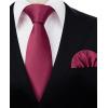imageHISDERN Mens Solid Color Ties Formal Satin Necktie and Pocket Square Set Classic Wedding Business Tie ampamp HandkerchiefDburgundy2