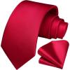 imageHISDERN Mens Solid Color Ties Formal Satin Necktie and Pocket Square Set Classic Wedding Business Tie ampamp HandkerchiefDred1