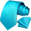imageHISDERN Mens Solid Color Ties Formal Satin Necktie and Pocket Square Set Classic Wedding Business Tie ampamp HandkerchiefEaque