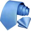 imageHISDERN Mens Solid Color Ties Formal Satin Necktie and Pocket Square Set Classic Wedding Business Tie ampamp HandkerchiefEcornflower Blue