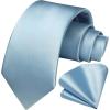 imageHISDERN Mens Solid Color Ties Formal Satin Necktie and Pocket Square Set Classic Wedding Business Tie ampamp HandkerchiefElight Blue