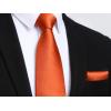 imageHISDERN Mens Solid Color Ties Formal Satin Necktie and Pocket Square Set Classic Wedding Business Tie ampamp HandkerchiefFburnt Orange