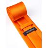 imageHISDERN Mens Solid Color Ties Formal Satin Necktie and Pocket Square Set Classic Wedding Business Tie ampamp HandkerchiefForange