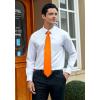imageHISDERN Mens Solid Color Ties Formal Satin Necktie and Pocket Square Set Classic Wedding Business Tie ampamp HandkerchiefForange