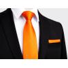 imageHISDERN Mens Solid Color Ties Formal Satin Necktie and Pocket Square Set Classic Wedding Business Tie ampamp HandkerchiefForange