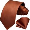 imageHISDERN Mens Solid Color Ties Formal Satin Necktie and Pocket Square Set Classic Wedding Business Tie ampamp HandkerchiefFrust