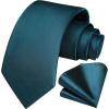 imageHISDERN Mens Solid Color Ties Formal Satin Necktie and Pocket Square Set Classic Wedding Business Tie ampamp HandkerchiefGdark Green