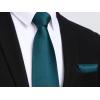 imageHISDERN Mens Solid Color Ties Formal Satin Necktie and Pocket Square Set Classic Wedding Business Tie ampamp HandkerchiefGdark Green