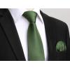 imageHISDERN Mens Solid Color Ties Formal Satin Necktie and Pocket Square Set Classic Wedding Business Tie ampamp HandkerchiefGdark Olive Green