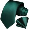 imageHISDERN Mens Solid Color Ties Formal Satin Necktie and Pocket Square Set Classic Wedding Business Tie ampamp HandkerchiefGemerald Green