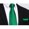 imageHISDERN Mens Solid Color Ties Formal Satin Necktie and Pocket Square Set Classic Wedding Business Tie ampamp HandkerchiefGgreen