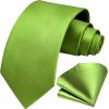 imageHISDERN Mens Solid Color Ties Formal Satin Necktie and Pocket Square Set Classic Wedding Business Tie ampamp HandkerchiefGgreen2