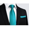 imageHISDERN Mens Solid Color Ties Formal Satin Necktie and Pocket Square Set Classic Wedding Business Tie ampamp HandkerchiefGturquoise