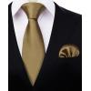 imageHISDERN Mens Solid Color Ties Formal Satin Necktie and Pocket Square Set Classic Wedding Business Tie ampamp HandkerchiefHbrown
