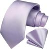 imageHISDERN Mens Solid Color Ties Formal Satin Necktie and Pocket Square Set Classic Wedding Business Tie ampamp HandkerchiefIlight Purple