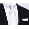 imageHISDERN Mens Solid Color Ties Formal Satin Necktie and Pocket Square Set Classic Wedding Business Tie ampamp HandkerchiefKwhite