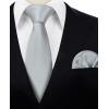 imageHISDERN Mens Solid Color Ties Formal Satin Necktie and Pocket Square Set Classic Wedding Business Tie ampamp HandkerchiefLsilver