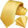 imageHISDERN Mens Solid Color Ties Formal Satin Necktie and Pocket Square Set Classic Wedding Business Tie ampamp HandkerchiefNlight Yellow