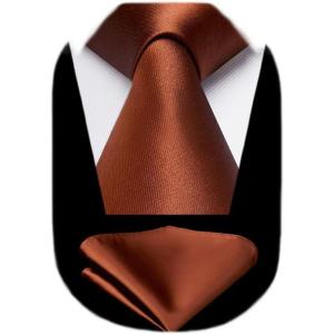 imageHISDERN Mens Solid Color Ties Formal Satin Necktie and Pocket Square Set Classic Wedding Business Tie ampamp HandkerchiefFrust
