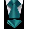 imageHISDERN Mens Ties Solid Color Ties for Men Formal Necktie with Pocket Square Set Satin Silk Neck Tie Handkerchiefs SetAteal Turquoise