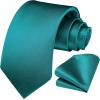 imageHISDERN Mens Ties Solid Color Ties for Men Formal Necktie with Pocket Square Set Satin Silk Neck Tie Handkerchiefs SetAteal Turquoise