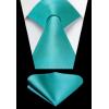 imageHISDERN Mens Ties Solid Color Ties for Men Formal Necktie with Pocket Square Set Satin Silk Neck Tie Handkerchiefs SetBgreen Aqua