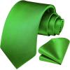 imageHISDERN Mens Ties Solid Color Ties for Men Formal Necktie with Pocket Square Set Satin Silk Neck Tie Handkerchiefs SetBgreen Emerald Bright