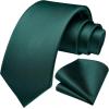 imageHISDERN Mens Ties Solid Color Ties for Men Formal Necktie with Pocket Square Set Satin Silk Neck Tie Handkerchiefs SetBgreen Emerald Dark