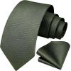 imageHISDERN Mens Ties Solid Color Ties for Men Formal Necktie with Pocket Square Set Satin Silk Neck Tie Handkerchiefs SetBgreen Olive