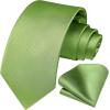 imageHISDERN Mens Ties Solid Color Ties for Men Formal Necktie with Pocket Square Set Satin Silk Neck Tie Handkerchiefs SetBgreen Sage