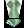 imageHISDERN Mens Ties Solid Color Ties for Men Formal Necktie with Pocket Square Set Satin Silk Neck Tie Handkerchiefs SetBgreen Sage Dark