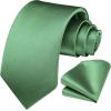 imageHISDERN Mens Ties Solid Color Ties for Men Formal Necktie with Pocket Square Set Satin Silk Neck Tie Handkerchiefs SetBgreen Sage Dark