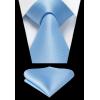 imageHISDERN Mens Ties Solid Color Ties for Men Formal Necktie with Pocket Square Set Satin Silk Neck Tie Handkerchiefs SetCblue Bright