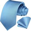 imageHISDERN Mens Ties Solid Color Ties for Men Formal Necktie with Pocket Square Set Satin Silk Neck Tie Handkerchiefs SetCblue Bright
