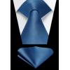 imageHISDERN Mens Ties Solid Color Ties for Men Formal Necktie with Pocket Square Set Satin Silk Neck Tie Handkerchiefs SetCblue Dusty