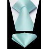 imageHISDERN Mens Ties Solid Color Ties for Men Formal Necktie with Pocket Square Set Satin Silk Neck Tie Handkerchiefs SetCblue Light