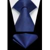 imageHISDERN Mens Ties Solid Color Ties for Men Formal Necktie with Pocket Square Set Satin Silk Neck Tie Handkerchiefs SetCblue Navy