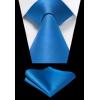 imageHISDERN Mens Ties Solid Color Ties for Men Formal Necktie with Pocket Square Set Satin Silk Neck Tie Handkerchiefs SetCblue Royal Bright