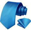 imageHISDERN Mens Ties Solid Color Ties for Men Formal Necktie with Pocket Square Set Satin Silk Neck Tie Handkerchiefs SetCblue Royal Bright